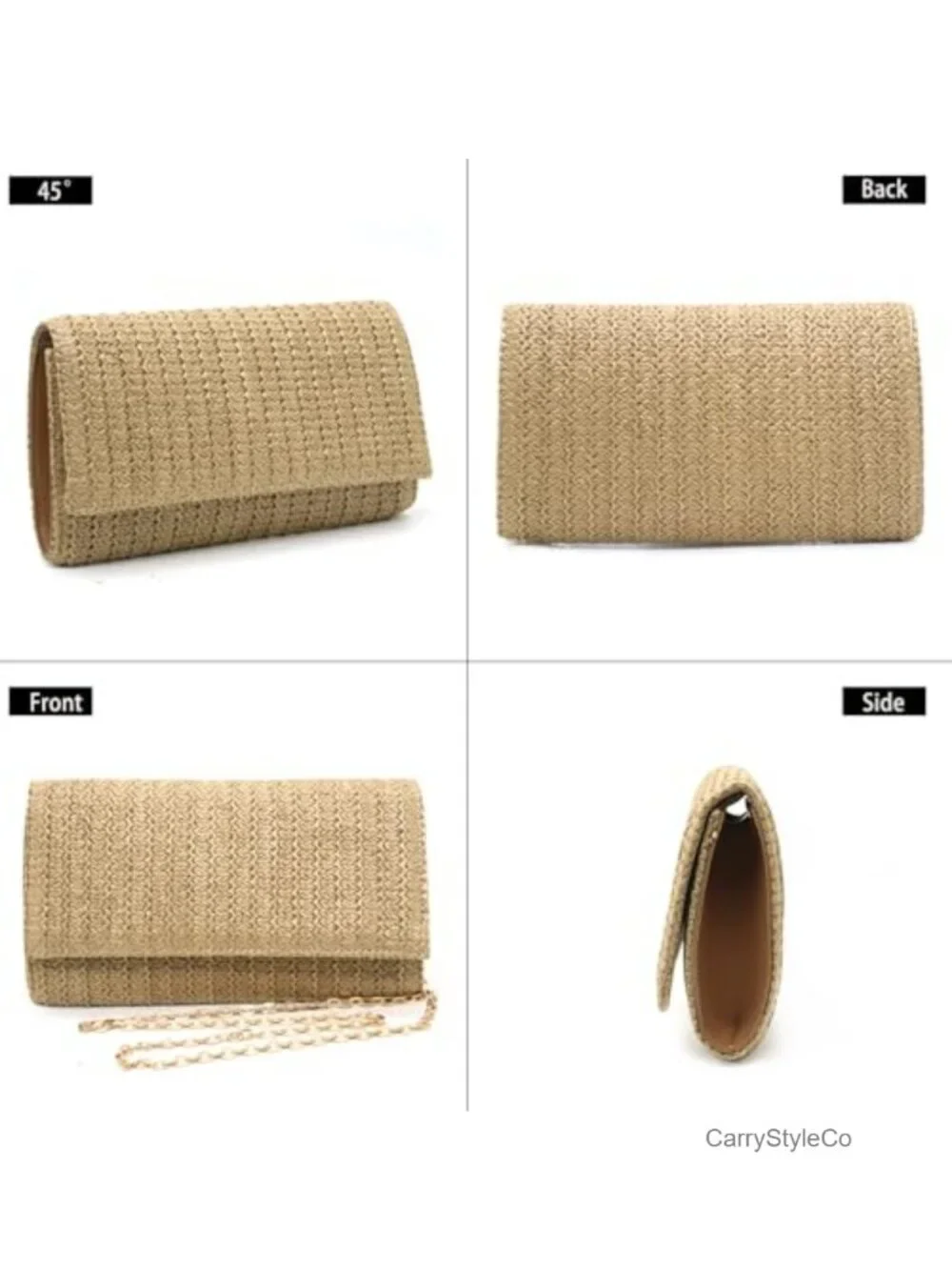 Handwoven Straw Clutch Purse for Women Beach Crossbody Bag with Magnetic Closure